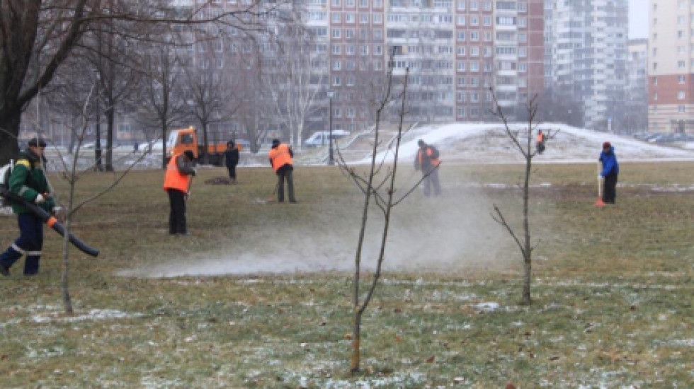 Фотофакт: в Москве коммунальщики чистят даже парки