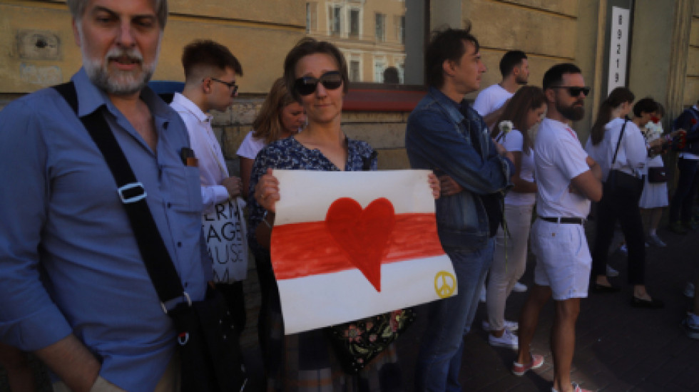 В Петербурге проходит акция солидарности с белорусами